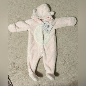 NWT Chicco Furry Pink Bear Bunting Suit (6-12 months)